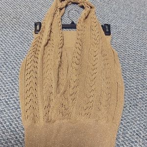 Boston Proper golden sparkle tube top w/ around the neck covering